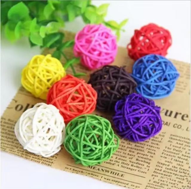 10 Piece Rattan Chew Balls Bird Toy Foraging Enrichment