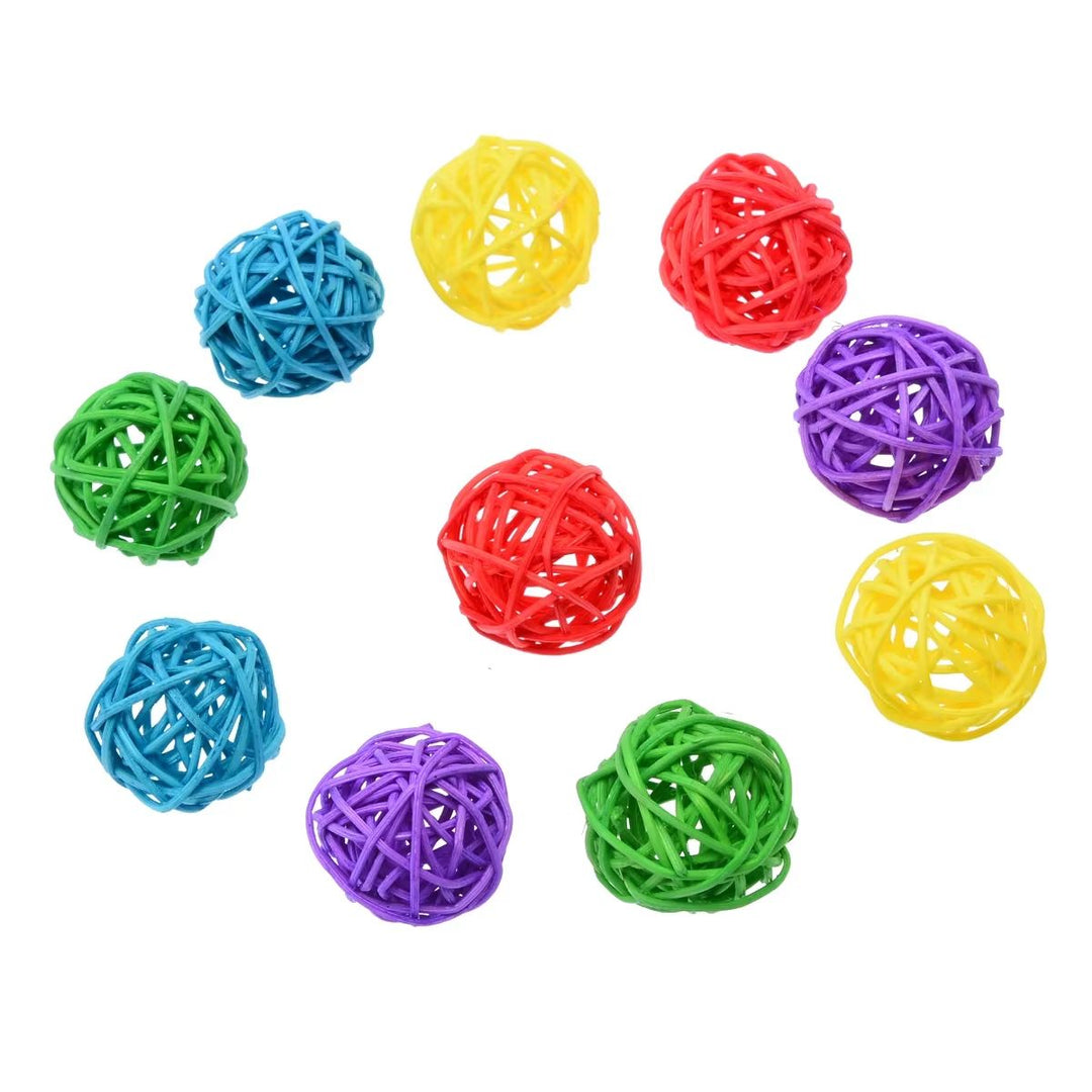10 Piece Rattan Chew Balls Bird Toy Foraging Enrichment