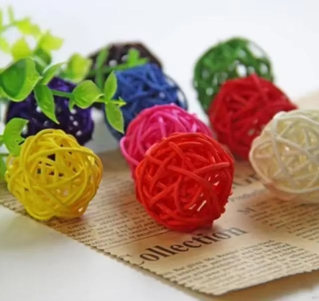 10 Piece Rattan Chew Balls Bird Toy Foraging Enrichment