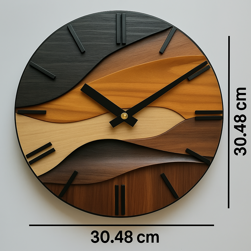 12 Inch Round Wall Clock Silent Non-Ticking Movement