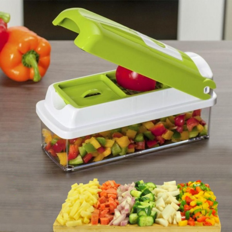 12-in-1 Vegetable Slicer | Eight Blades And A Catch Box