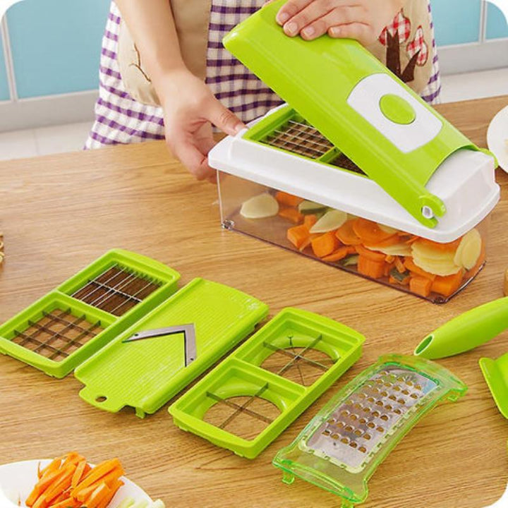 12-in-1 Vegetable Slicer | Eight Blades And A Catch Box