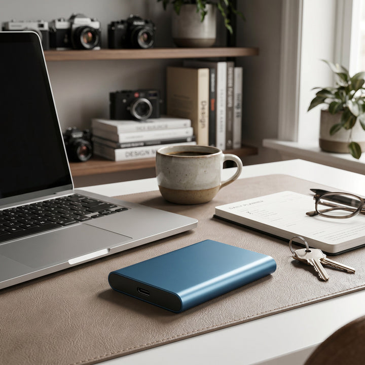 128GB External SSD Drive | Universal Port Connection | Slim Profile for Android, Windows and Multi-Platform Use