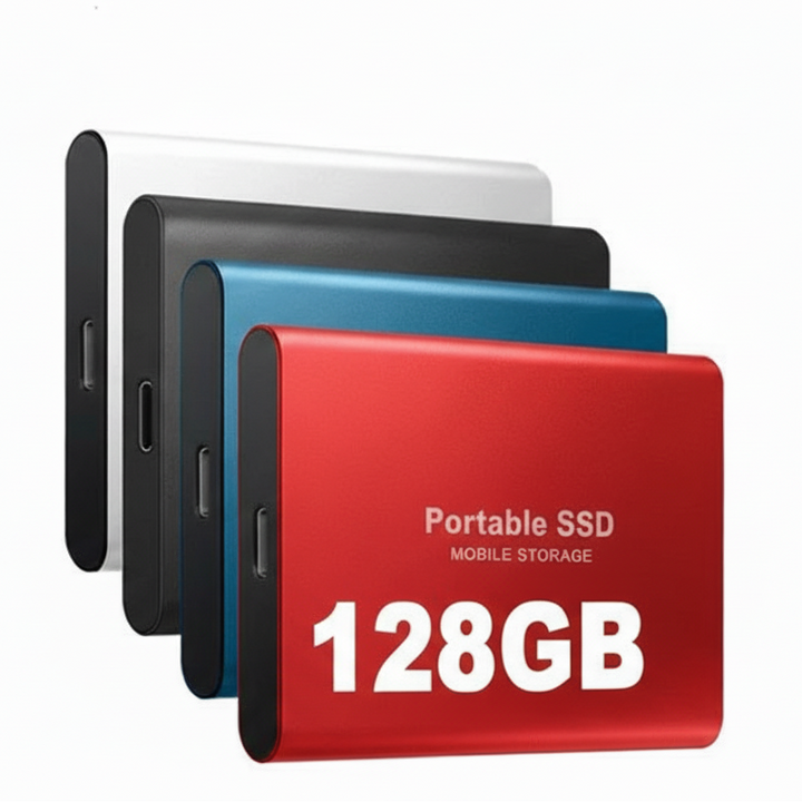 128GB External SSD Drive | Universal Port Connection | Slim Profile for Android, Windows and Multi-Platform Use