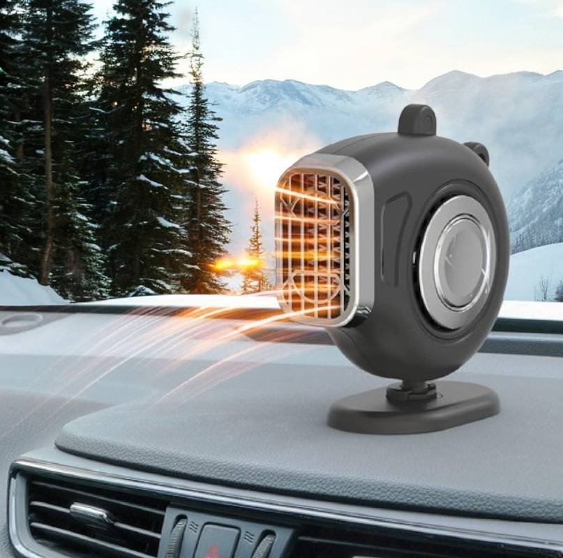 12V Car Heater | 360° Rotating Bracket, Dual Heat & Cool Modes | Fast Windscreen Defrost, Defog & Demist for Winter Driving