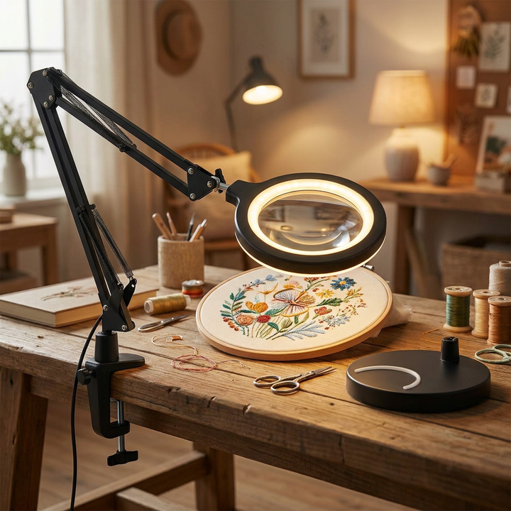 12X Magnifying Glass | Swing Arm With A Lit Ring Lens