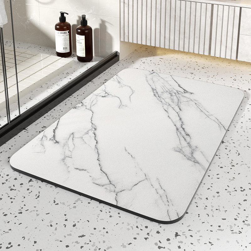 Diatomite Stone Bath Mat | Non-Slip Rubber Base with Marble-Style Surface | Quick-Drying Moisture Absorbing Design 3