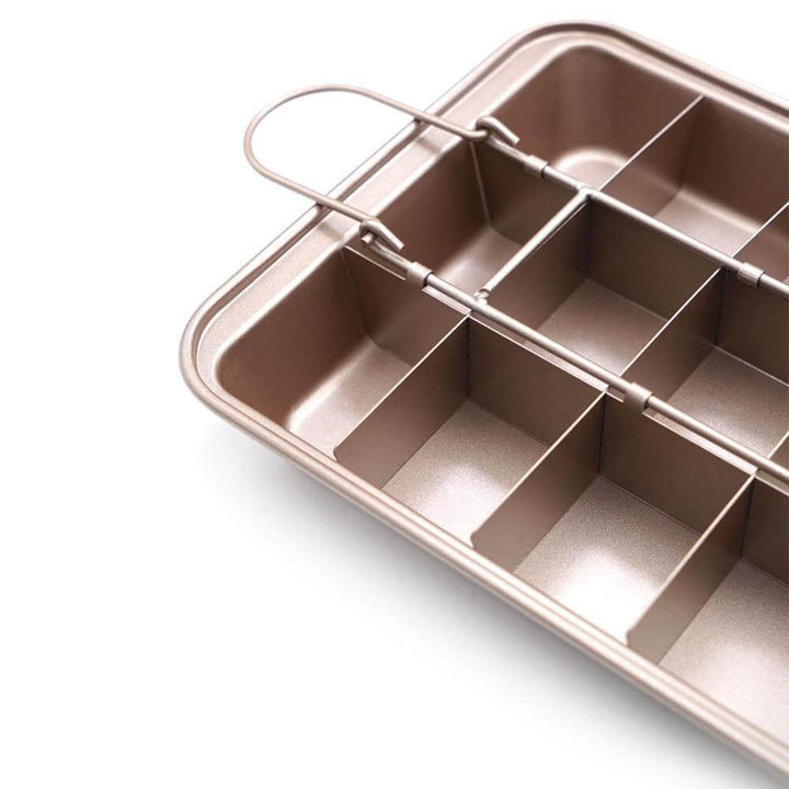 18 Cavity Non-Stick Baking Pan Carbon Steel | Square Cavity Design for Brownies, Cupcakes &amp; Bread | Easy Release, Oven Safe