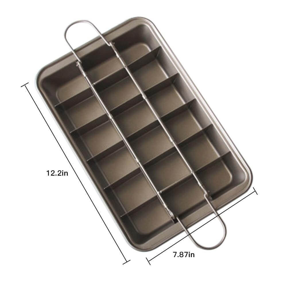 18 Cavity Non-Stick Baking Pan Carbon Steel | Square Cavity Design for Brownies, Cupcakes &amp; Bread | Easy Release, Oven Safe