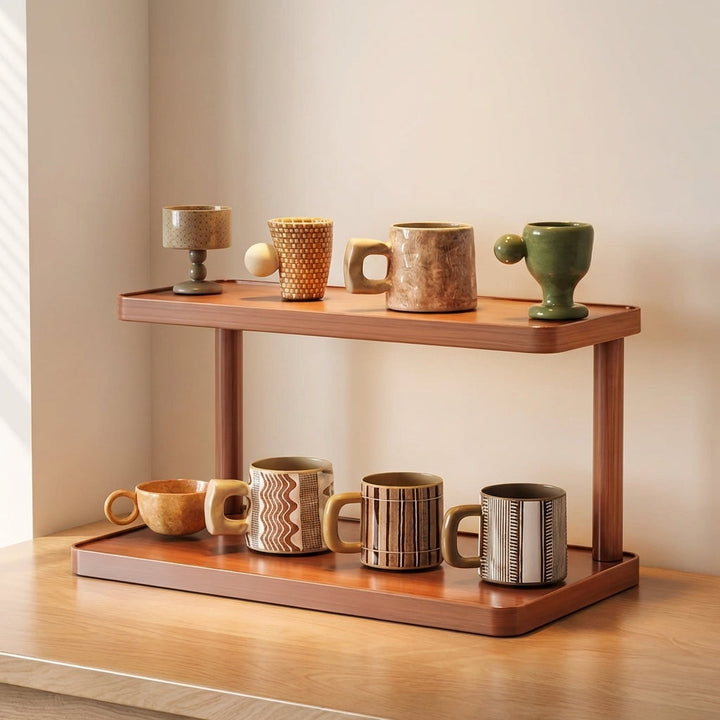 2-Tier Countertop Display Rack | Lipped Shelves On Posts