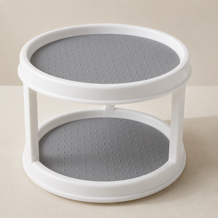 2 Tier Rotating Spice Rack | Grip Liners And Raised Rims