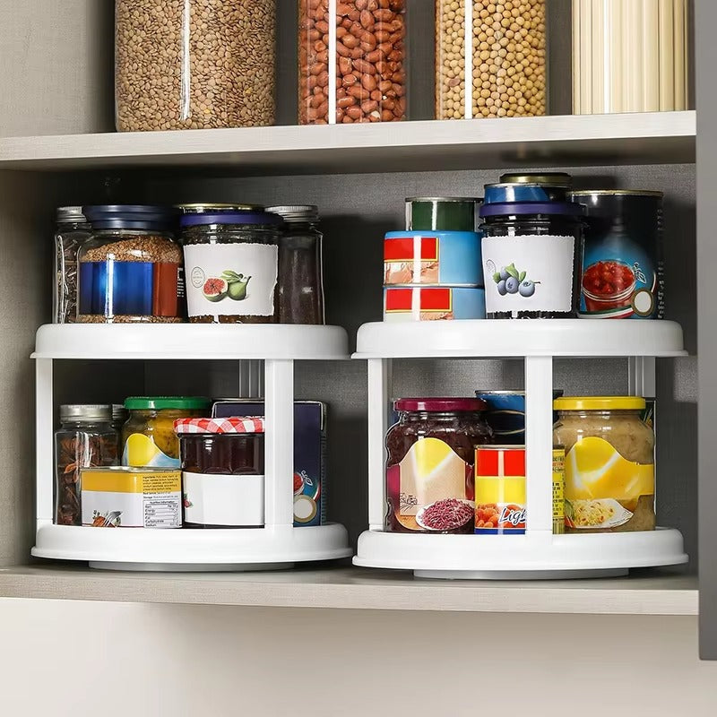 2 Tier Rotating Spice Rack | Grip Liners And Raised Rims