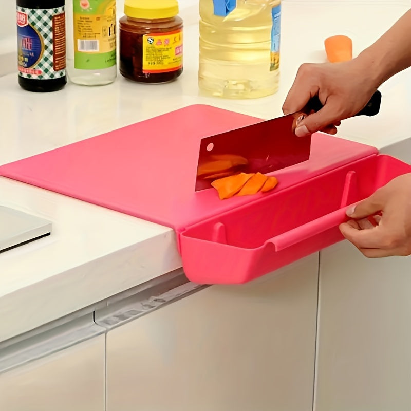 2-in-1 Chopping Board | Fold-Down Catch Tray, Counter Lip