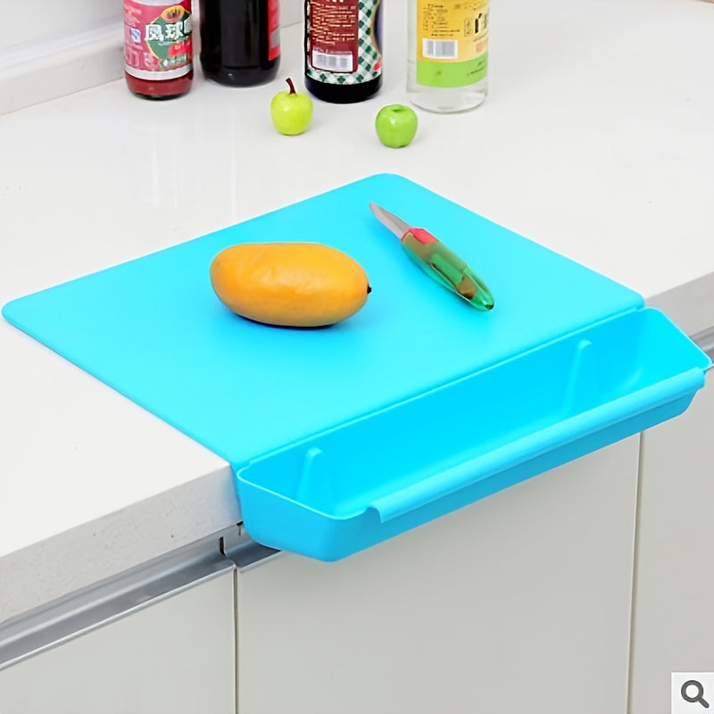 2-in-1 Chopping Board | Fold-Down Catch Tray, Counter Lip