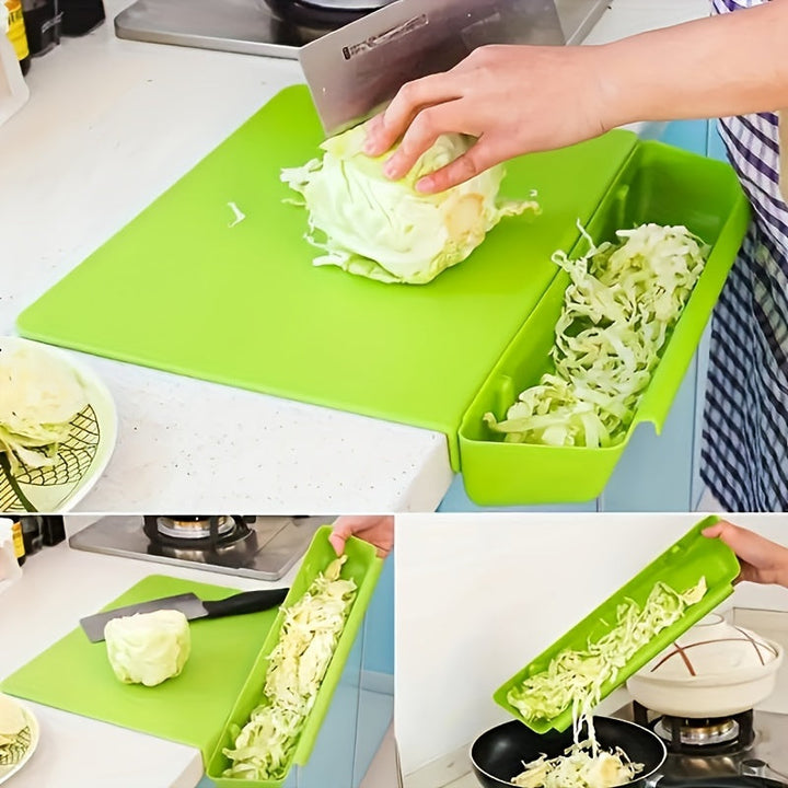 2-in-1 Chopping Board | Fold-Down Catch Tray, Counter Lip
