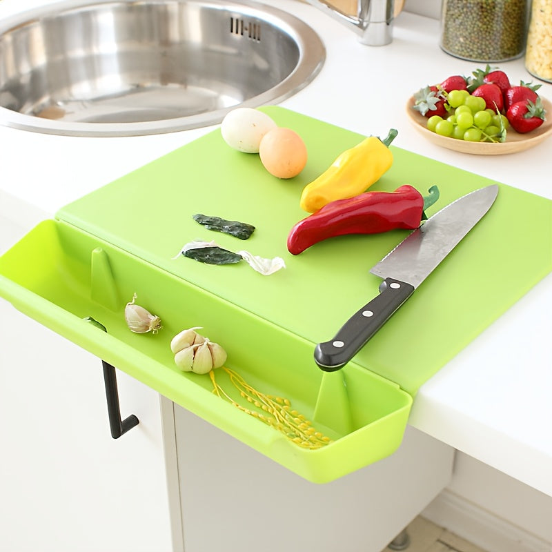 2-in-1 Chopping Board | Fold-Down Catch Tray, Counter Lip