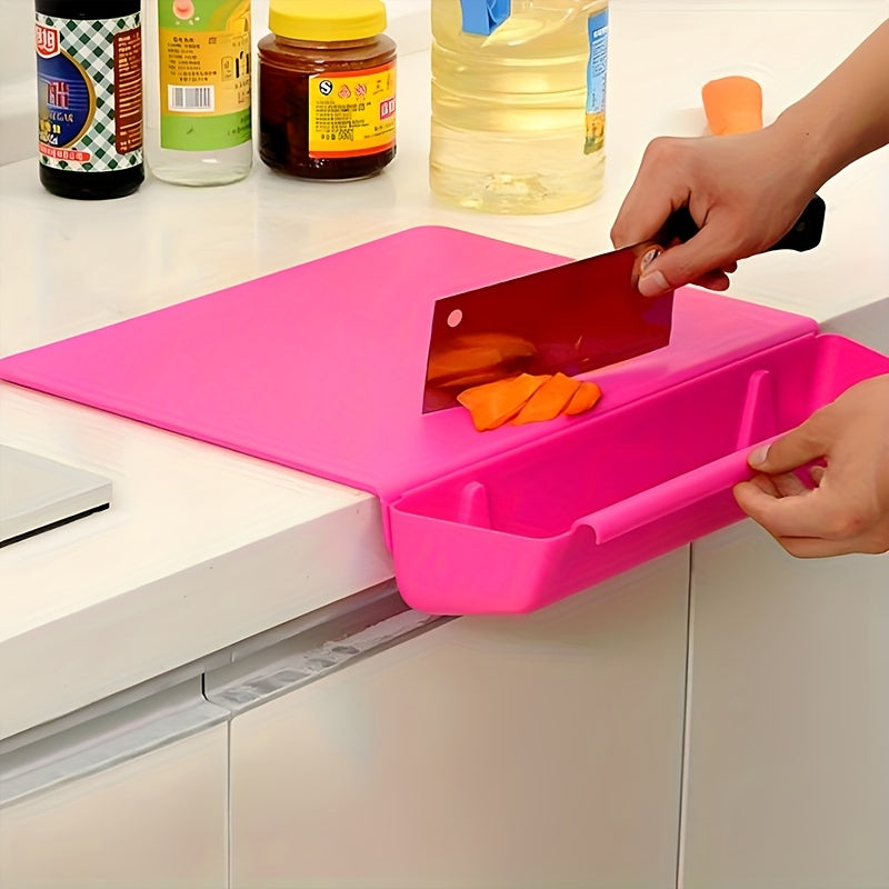 2-in-1 Chopping Board | Fold-Down Catch Tray, Counter Lip