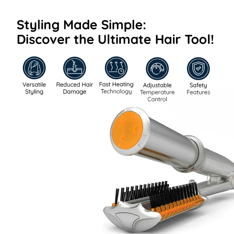 2-in-1 Rotating Hair Brush | Straightens, Curls and Styles in One Pass | Rapid Heat-Up Reduces Frizz and Boosts Shine