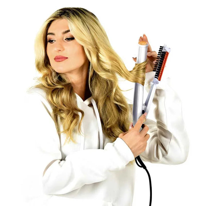 2-in-1 Rotating Hair Brush | Straightens, Curls and Styles in One Pass | Rapid Heat-Up Reduces Frizz and Boosts Shine