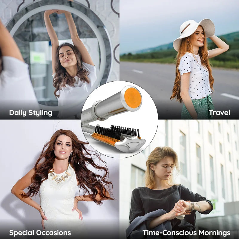 2-in-1 Rotating Hair Brush | Straightens, Curls and Styles in One Pass | Rapid Heat-Up Reduces Frizz and Boosts Shine