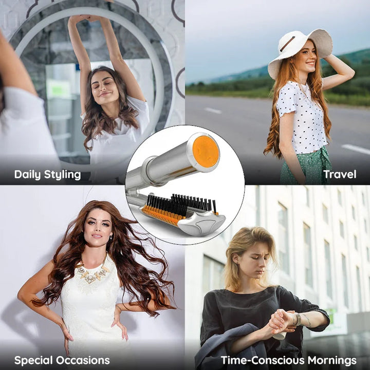 2-in-1 Rotating Hair Brush | Straightens, Curls and Styles in One Pass | Rapid Heat-Up Reduces Frizz and Boosts Shine
