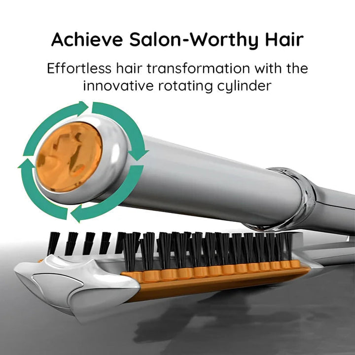 2-in-1 Rotating Hair Brush | Straightens, Curls and Styles in One Pass | Rapid Heat-Up Reduces Frizz and Boosts Shine