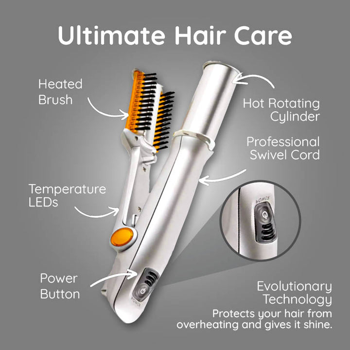 2-in-1 Rotating Hair Brush | Straightens, Curls and Styles in One Pass | Rapid Heat-Up Reduces Frizz and Boosts Shine