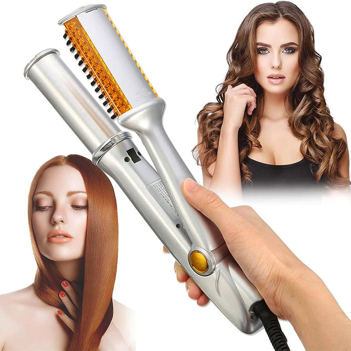 2-in-1 Rotating Hair Brush | Straightens, Curls and Styles in One Pass | Rapid Heat-Up Reduces Frizz and Boosts Shine