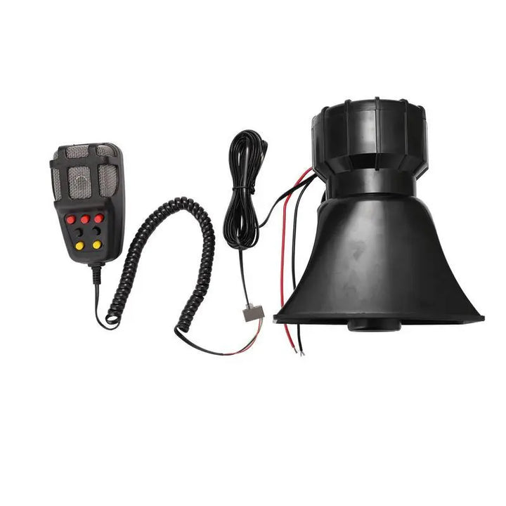 12V 80W 135dB 7-Tone Car Warning Siren Horn Mic PA Speaker System Auto Security Alarm Warning Amplifier Hooter Compact Design for Car Use allveramart