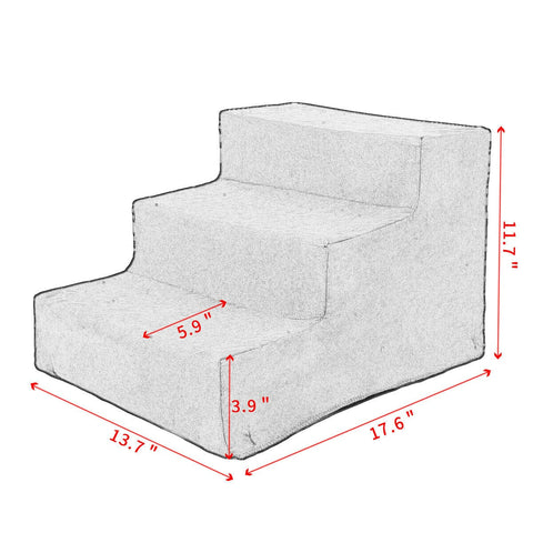 3 Step Portable Dog Stairs Lightweight Detachable Cover