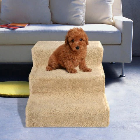 3 Step Portable Dog Stairs Lightweight Detachable Cover
