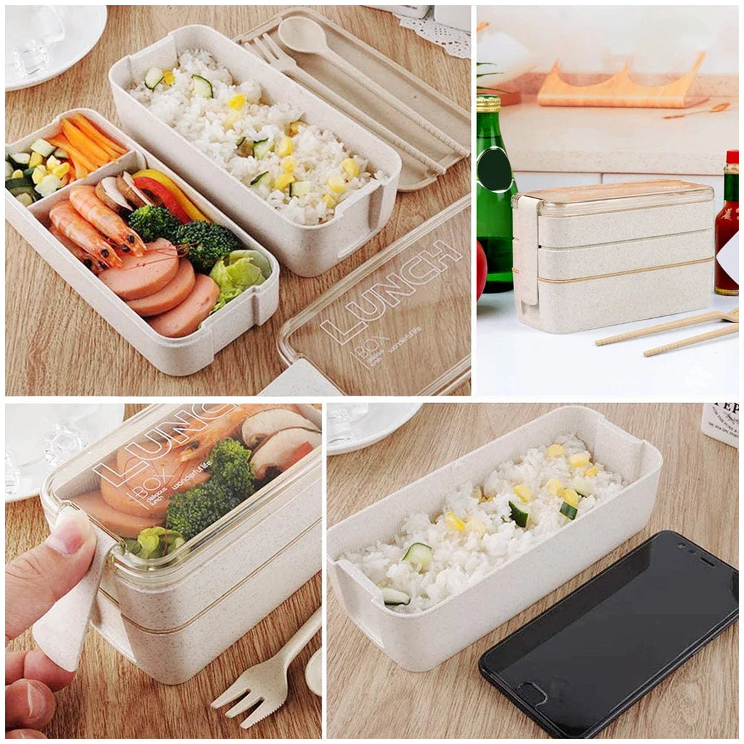 3-Tier Bento Lunch Box | Stacking Tiers, Strap Buckle