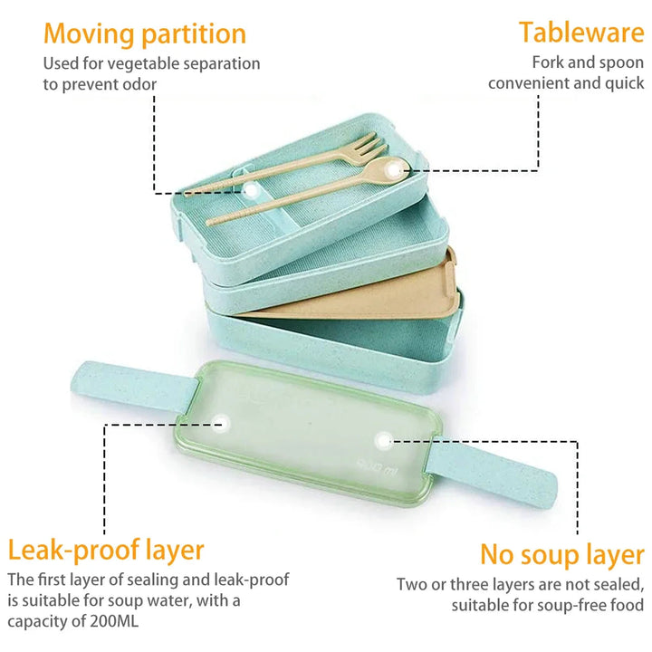 3-Tier Bento Lunch Box | Stacking Tiers, Strap Buckle