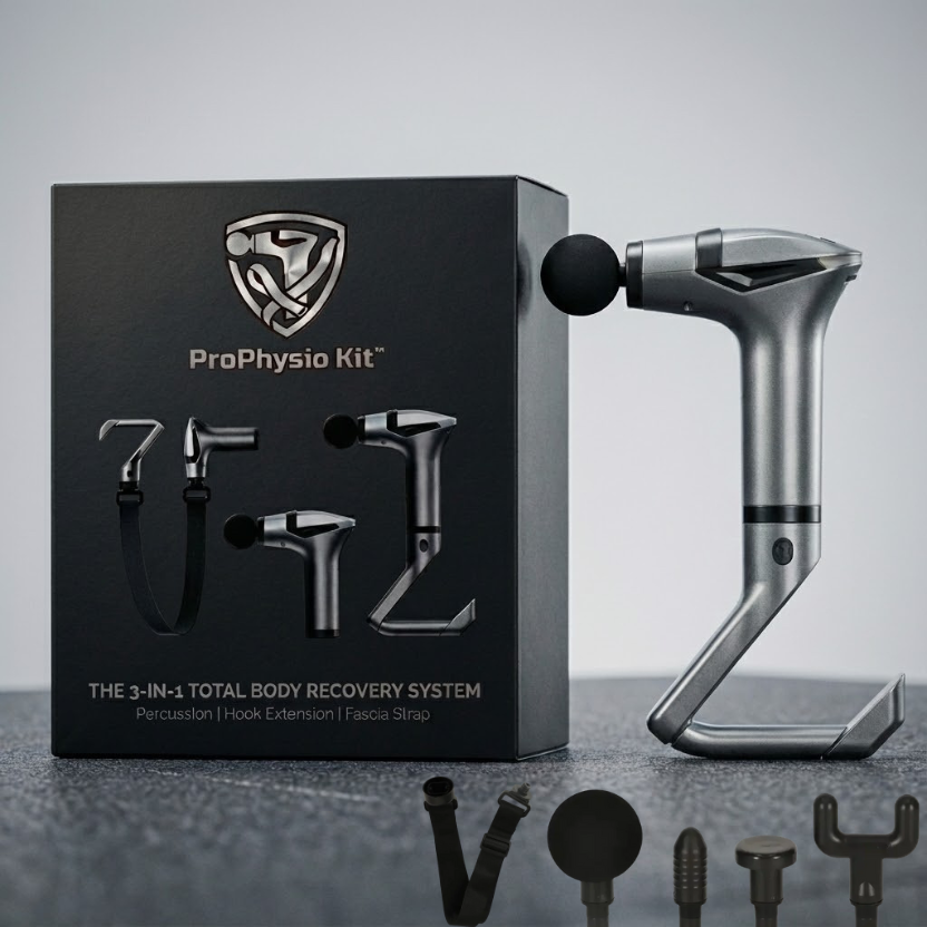 3-in-1 Handheld Massager | Percussion Device with Hook Extension and Fascia Strap Set