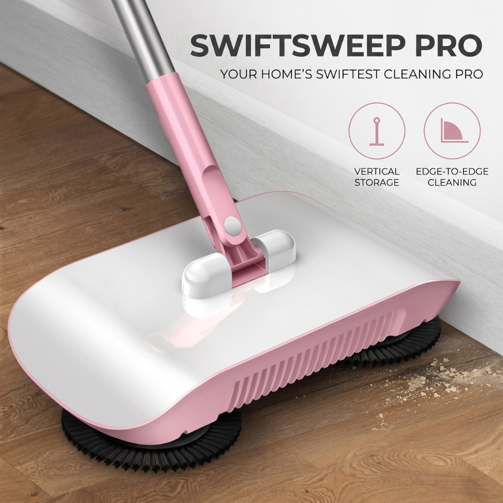 3-in-1 Household Sweeper | Twin Brushes, Manual Push