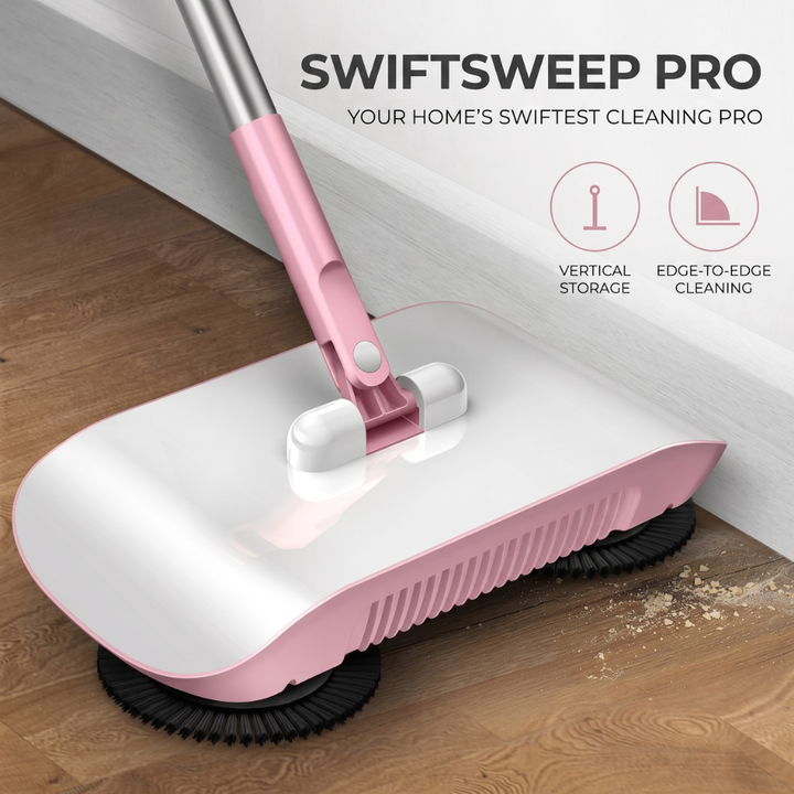 3-in-1 Household Sweeper | Twin Brushes, Manual Push