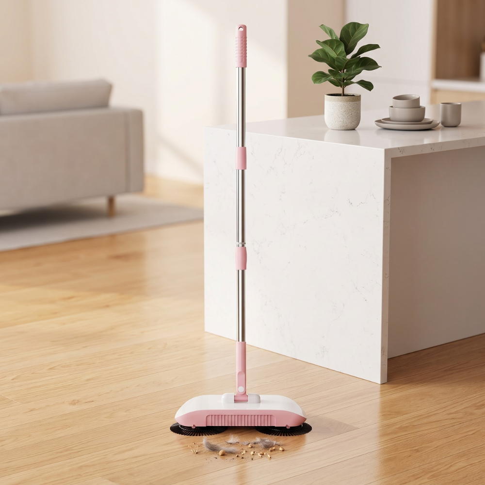3-in-1 Household Sweeper | Twin Brushes, Manual Push