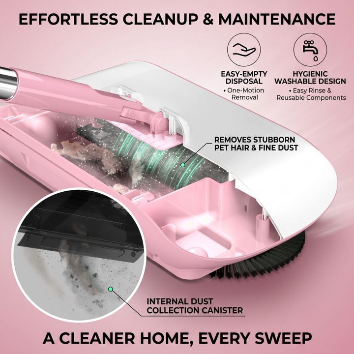 3-in-1 Household Sweeper | Twin Brushes, Manual Push