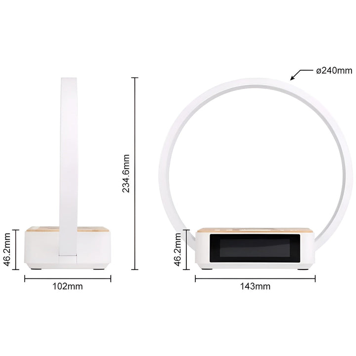 3-in-1 LED Table Lamp with Wireless Qi Charging | Built-In Alarm Clock &amp; Touch Control | Adjustable Brightness Levels