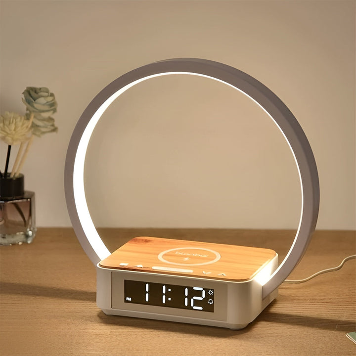 3-in-1 LED Table Lamp with Wireless Qi Charging | Built-In Alarm Clock &amp; Touch Control | Adjustable Brightness Levels