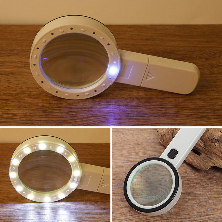 30x LED Magnifying Glass Illuminated Battery Powered Lens