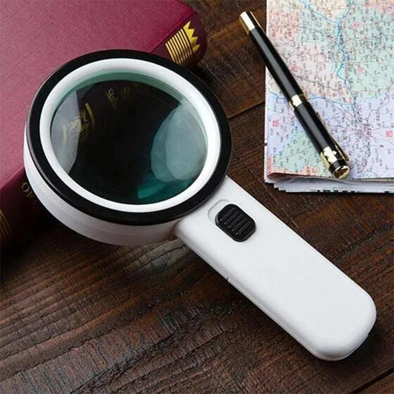 30x LED Magnifying Glass Illuminated Battery Powered Lens