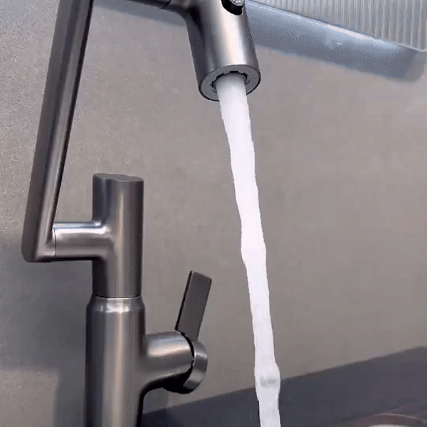 360° Rotating Kitchen Tap Stainless Steel | Height Adjustable Spout with Temperature Indicator | Splash-Free Chrome Finish