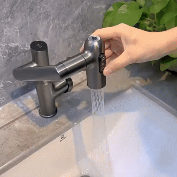 360° Rotating Kitchen Tap Stainless Steel | Height Adjustable Spout with Temperature Indicator | Splash-Free Chrome Finish
