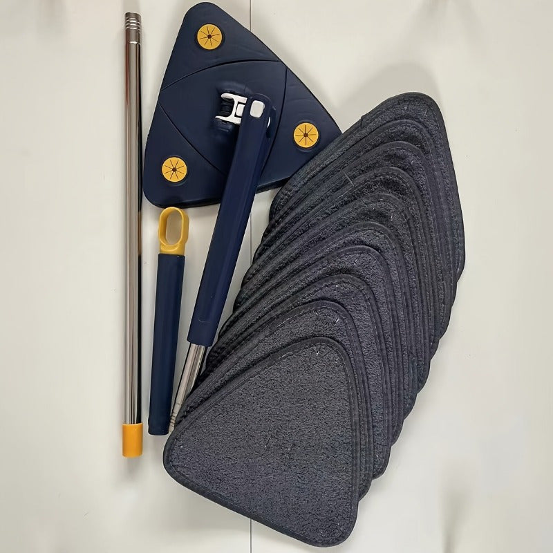 360° Rotating Triangle Mop | Microfibre Pad for Dry &amp; Wet Cleaning | Reaches Corners, Edges &amp; Under Furniture Easily