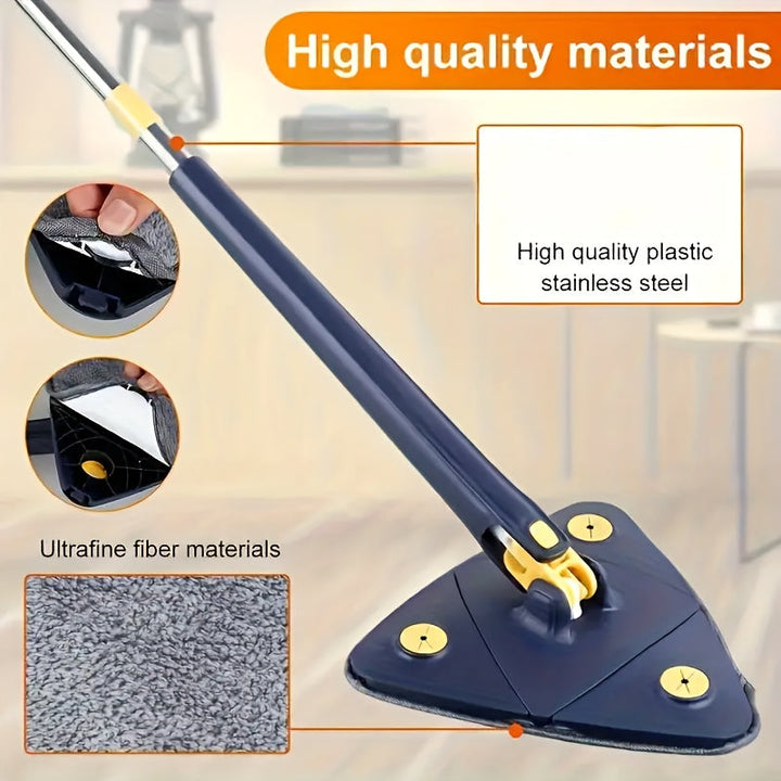 360° Rotating Triangle Mop | Microfibre Pad for Dry &amp; Wet Cleaning | Reaches Corners, Edges &amp; Under Furniture Easily