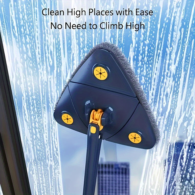 360° Rotating Triangle Mop | Microfibre Pad for Dry &amp; Wet Cleaning | Reaches Corners, Edges &amp; Under Furniture Easily