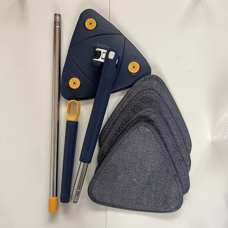 360° Rotating Triangle Mop | Microfibre Pad for Dry &amp; Wet Cleaning | Reaches Corners, Edges &amp; Under Furniture Easily