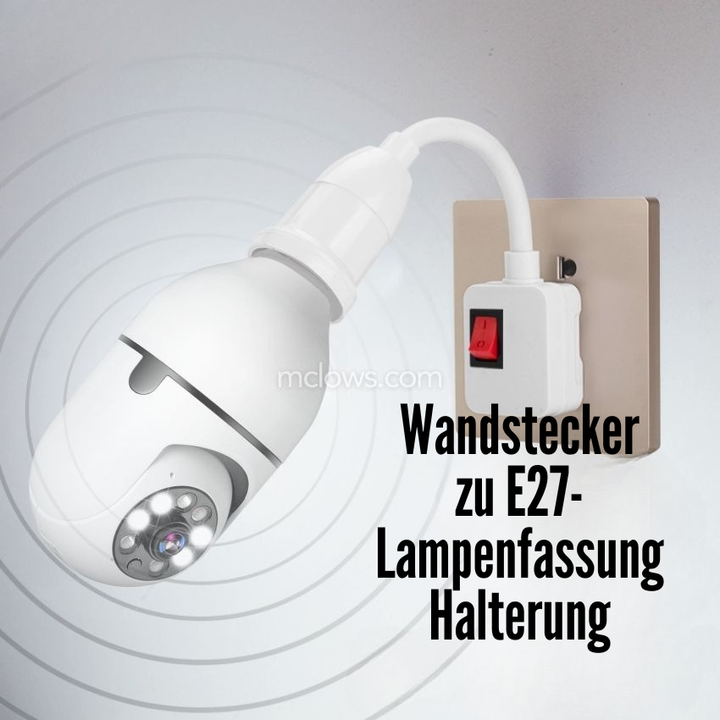 360° Security Camera for E27 Socket | Full HD Night Vision &amp; Motion Detection Alerts | Wi-Fi App Control Indoor Outdoor