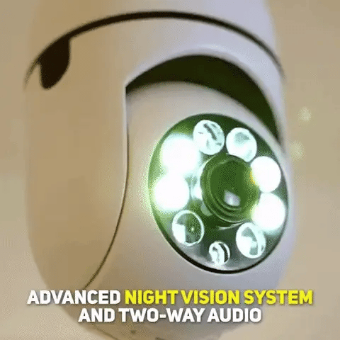 360° Security Camera for E27 Socket | Full HD Night Vision &amp; Motion Detection Alerts | Wi-Fi App Control Indoor Outdoor